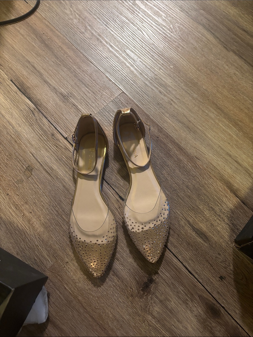 Women’s Studded Ankle-Strap Flats - Gold